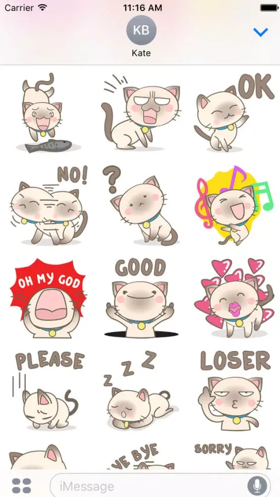 Simi the Siamese kitten 3 for iMessage Sticker Screenshots
