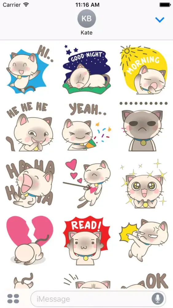Simi the Siamese kitten 3 for iMessage Sticker Screenshots