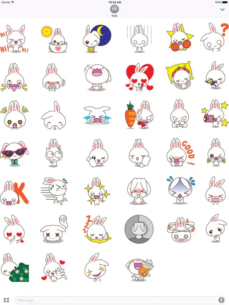 Captures d'écran de Tilly, the white bunny for iMessage Sticker iPad 