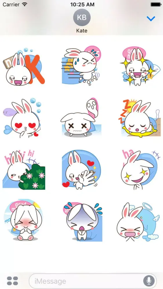 Captures d'écran de Tilly, the white bunny for iMessage Sticker