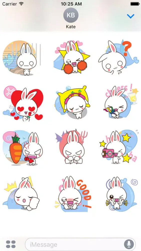 Captures d'écran de Tilly, the white bunny for iMessage Sticker