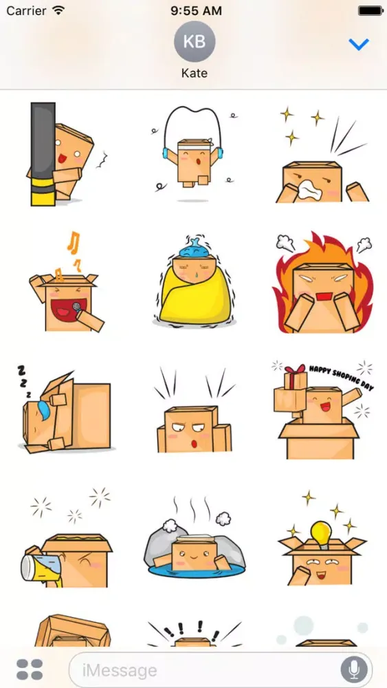 Скриншоты Torro the cardboard box robot for iMessage Sticker
