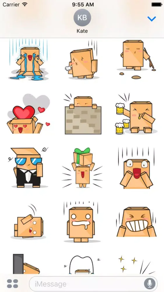 Скриншоты Torro the cardboard box robot for iMessage Sticker