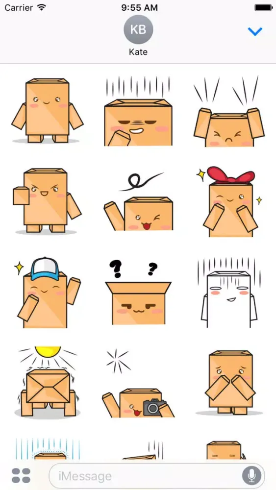 Скриншоты Torro the cardboard box robot for iMessage Sticker