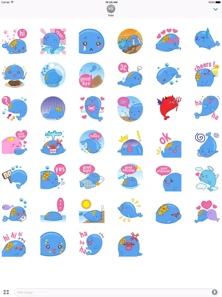 ภาพหน้าจอของ Wolee, the cute little whale for iMessage Sticker iPad 