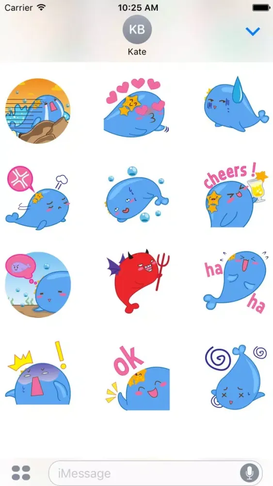 ภาพหน้าจอของ Wolee, the cute little whale for iMessage Sticker