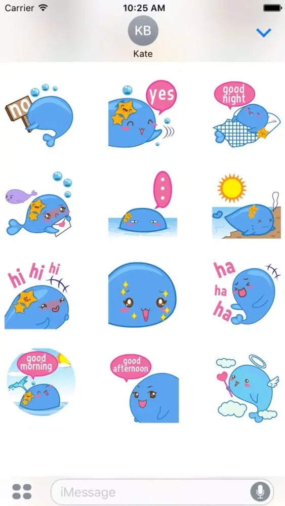 ภาพหน้าจอของ Wolee, the cute little whale for iMessage Sticker