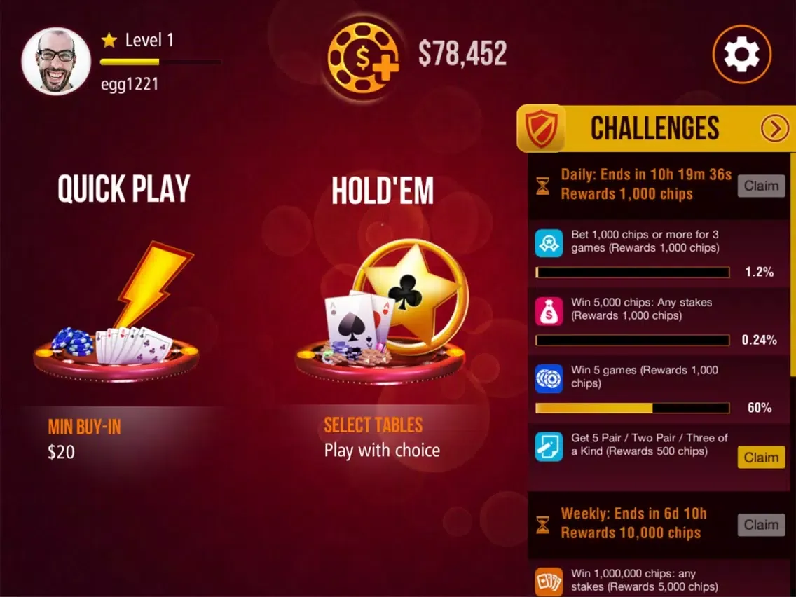 Miiny Poker Texas Holdem iPad  スクリーンショット