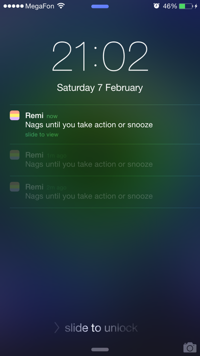 Remi - simple & bold reminder for your tasks and to-do lists with timer, alarm, countdown, snooze and nag应用截图