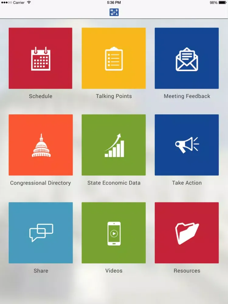 Capturas de tela do NBWA Advocacy iPad 