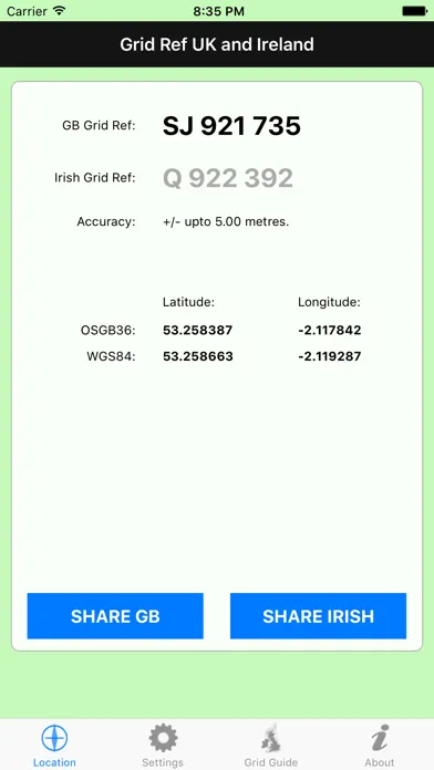 Zrzuty ekranu Grid Ref UK and Ireland