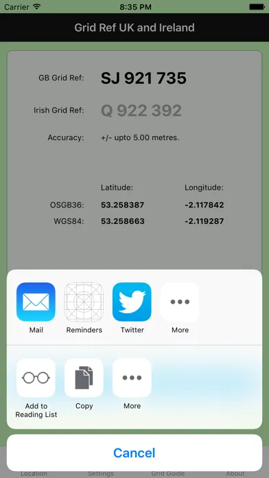 Zrzuty ekranu Grid Ref UK and Ireland