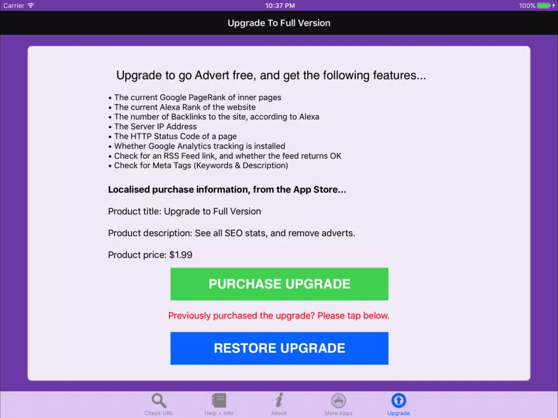 Скриншоты Website SEO Checks Lite iPad 