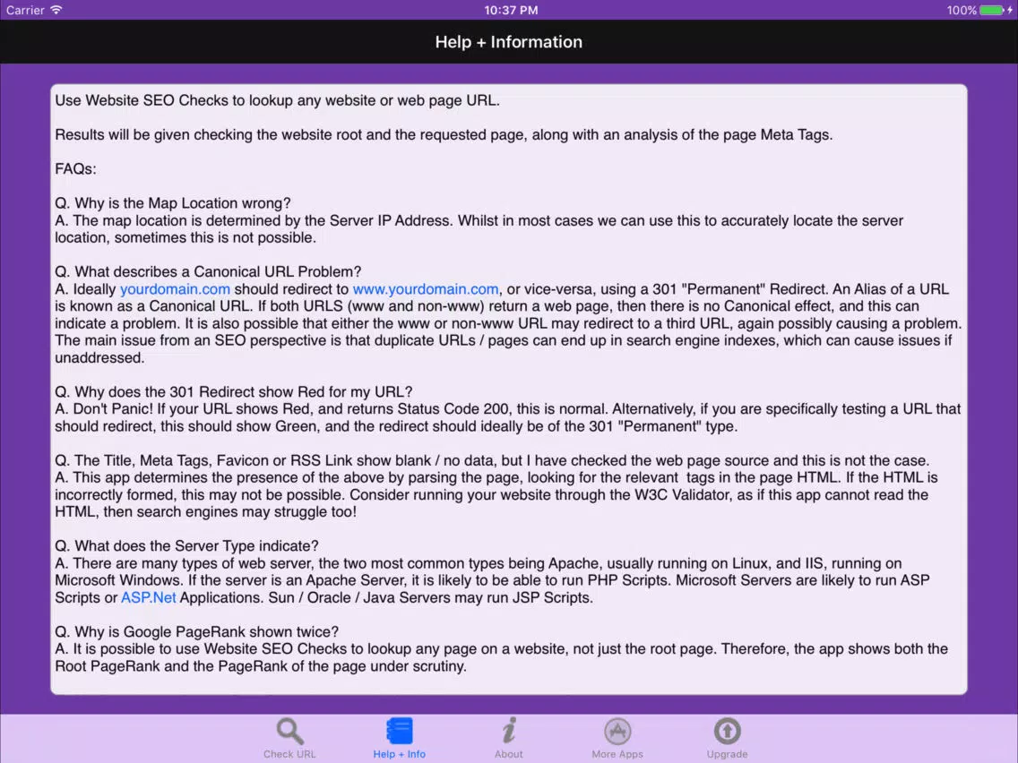 Скриншоты Website SEO Checks Lite iPad 