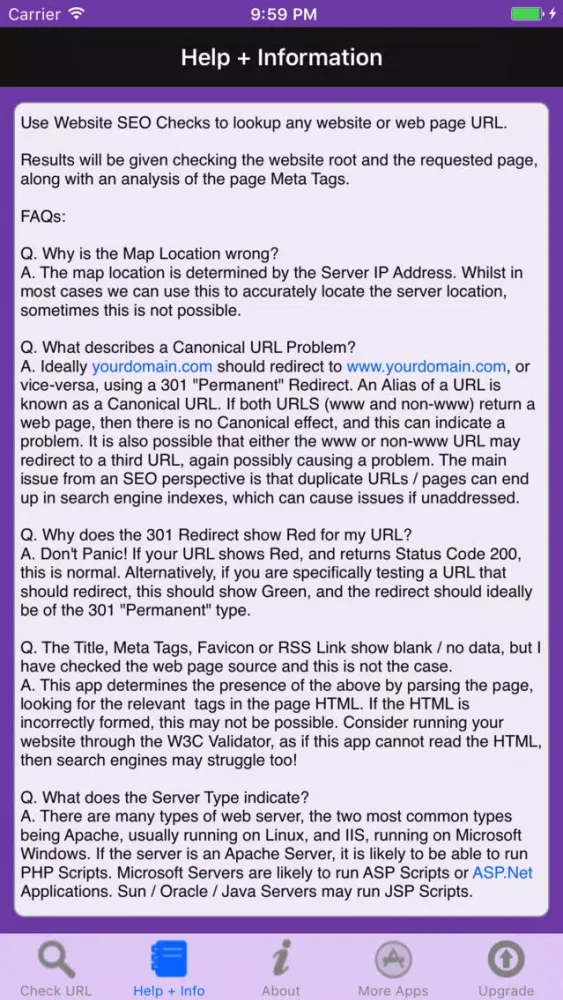 Screenshot di Website SEO Checks Lite
