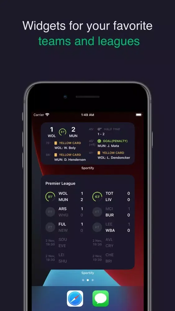 Ảnh chụp màn hình của Sportify Widgets - Live scores