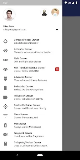 MaterialDrawer Sample স্ক্রিনশট