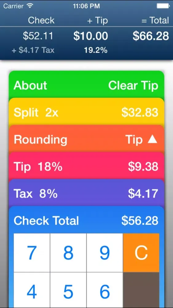 Zrzuty ekranu Clear Tip Calculator