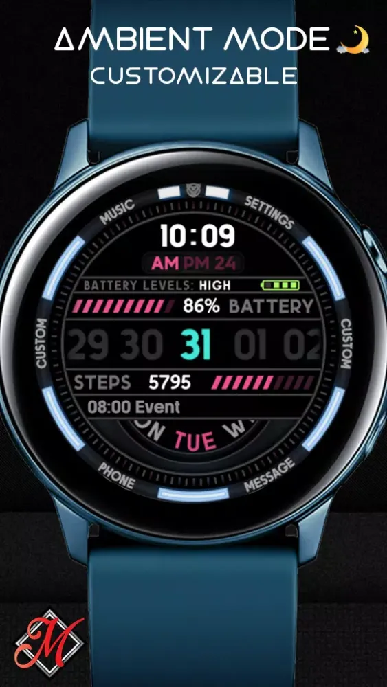 Wayfarer Digital Watchface Screenshots