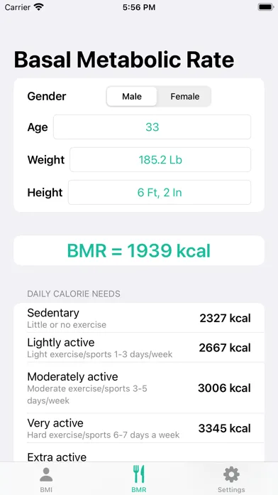 Tangkapan skrin BMI Calculator Simple