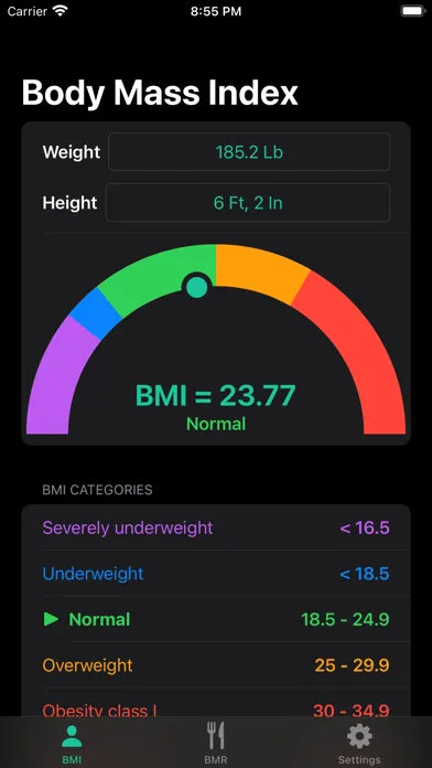 Tangkapan skrin BMI Calculator Simple