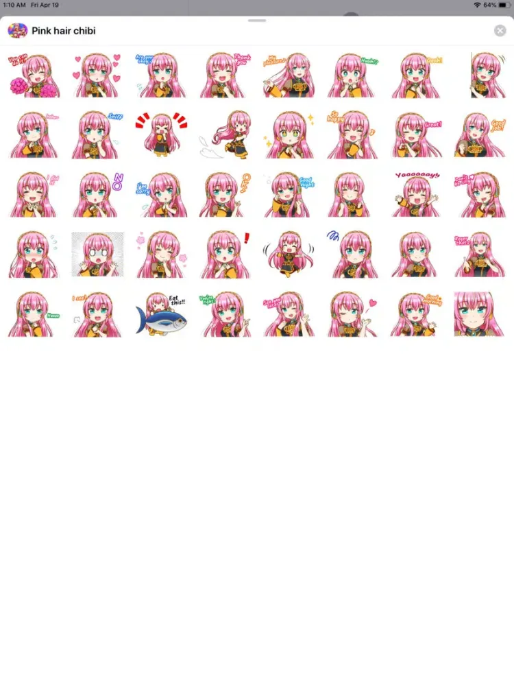 Pink Hair chibi stickers emoji iPad  Screenshots
