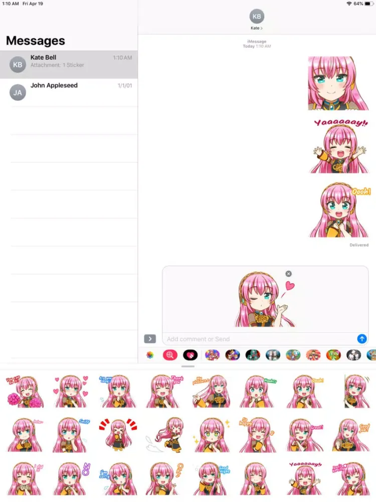 Pink Hair chibi stickers emoji iPad  Screenshots