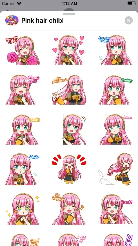 Pink Hair chibi stickers emoji Screenshots