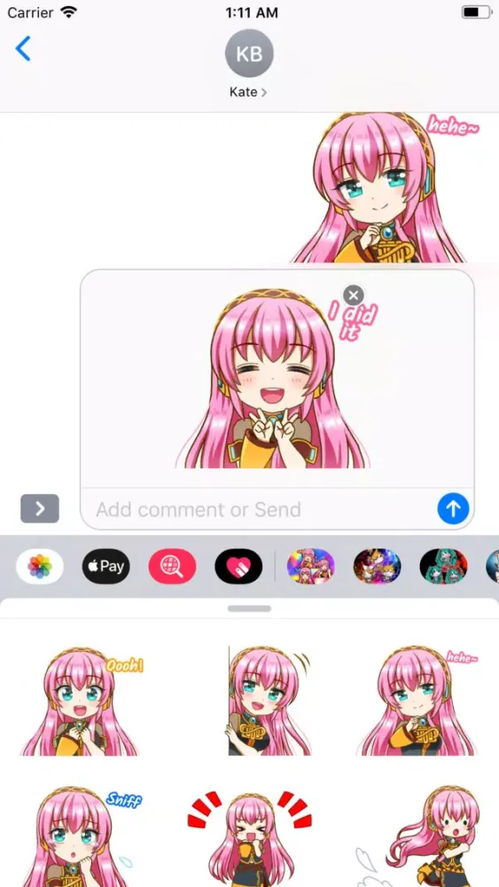 Pink Hair chibi stickers emoji Screenshots