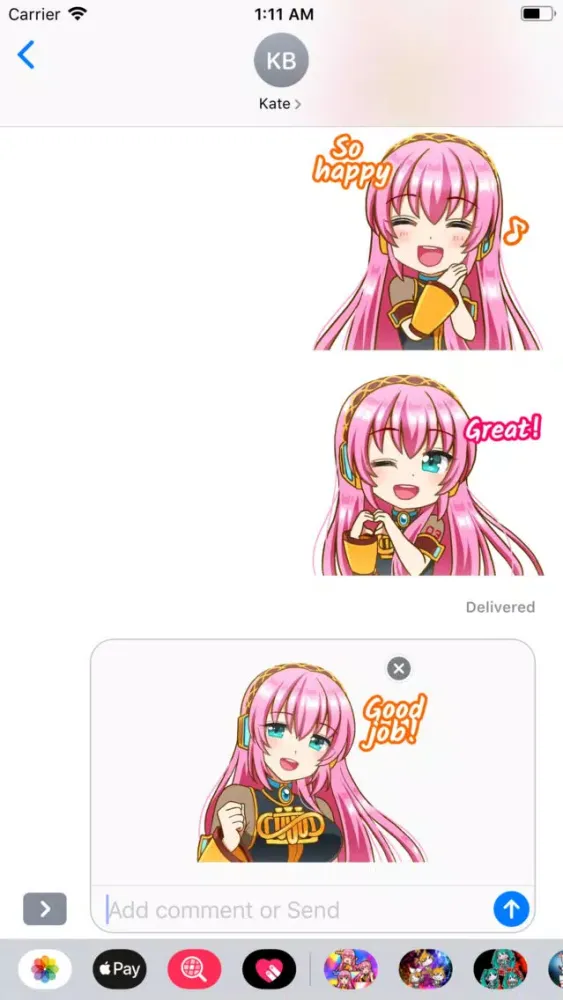 Pink Hair chibi stickers emoji Screenshots