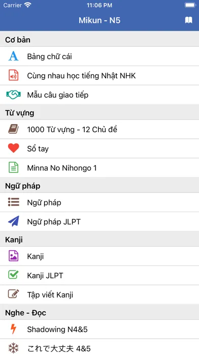 Capturas de pantalla de Học tiếng Nhật N5 N1 - Mikun