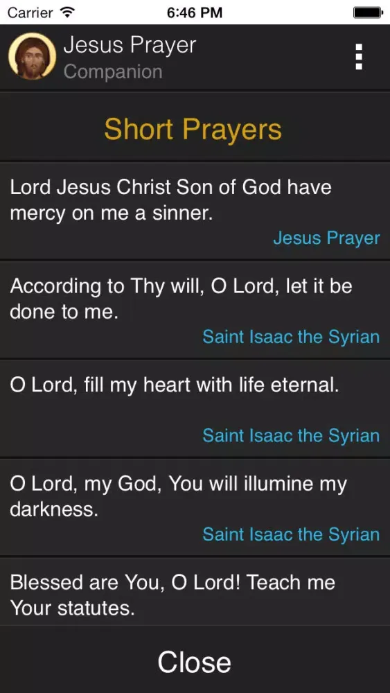 Capturas de tela do Jesus Prayer Companion