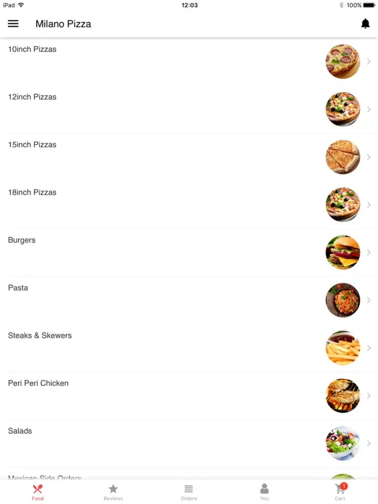 تصاویر Milano Pizza Mile end iPad 