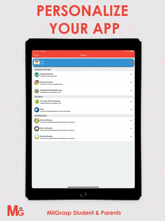 Capturas de pantalla de MilGrasp Student & Parent iPad 