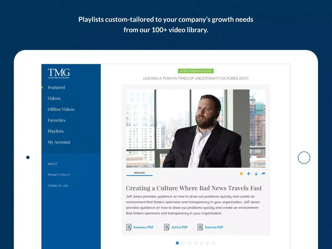 Capturas de pantalla de TMG Leadership Accelerator iPad 