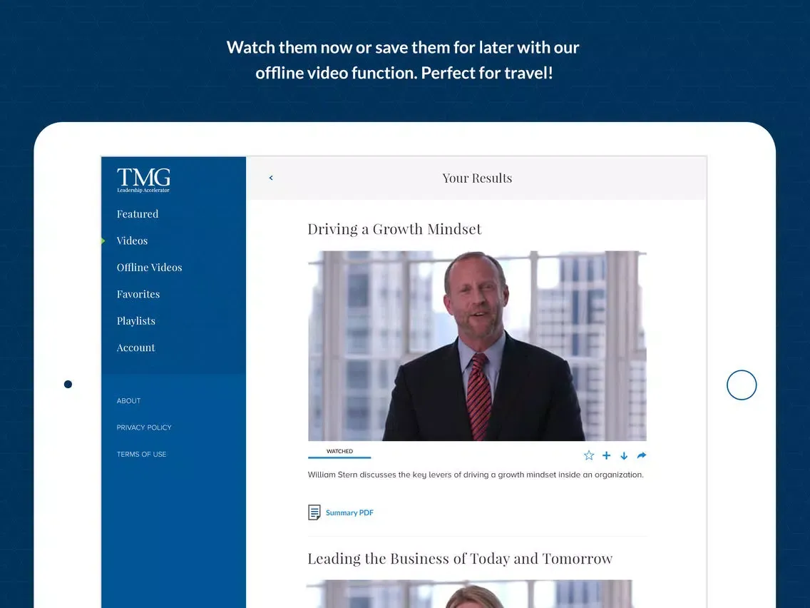 Capturas de pantalla de TMG Leadership Accelerator iPad 