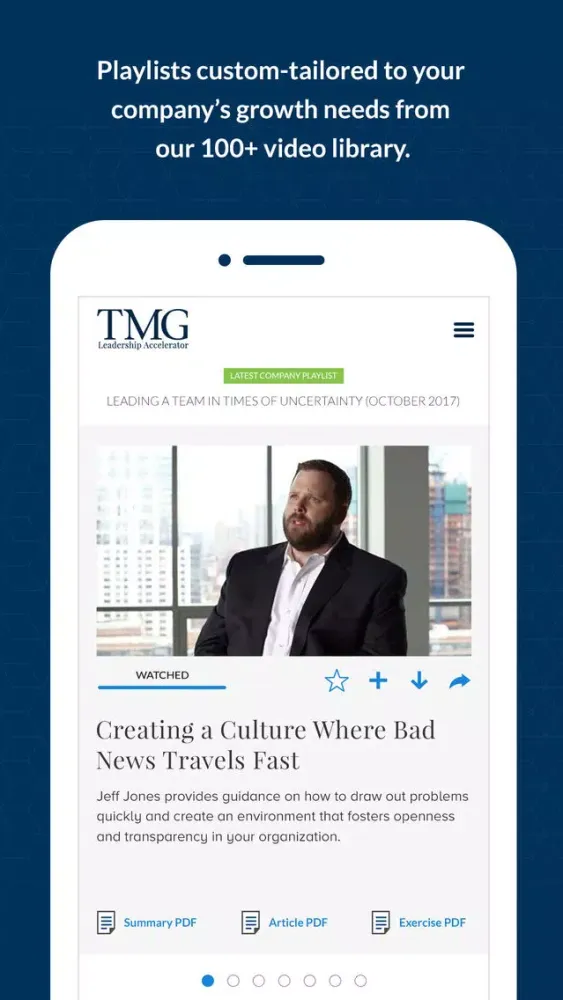 Capturas de pantalla de TMG Leadership Accelerator