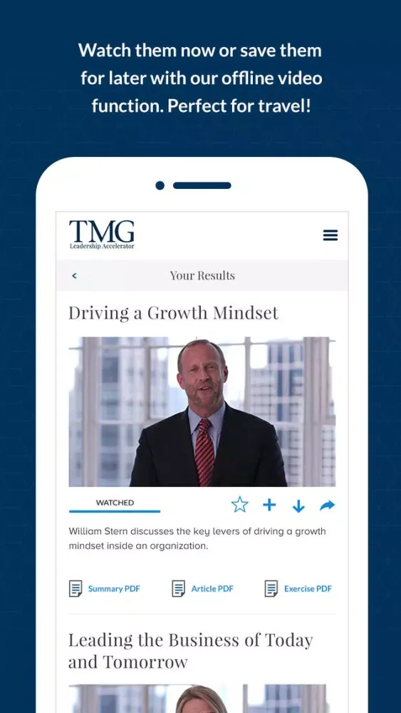 Capturas de pantalla de TMG Leadership Accelerator