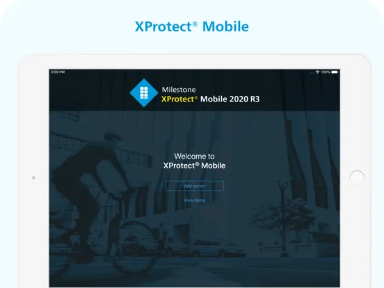 Capturas de tela do XProtect® Mobile iPad 