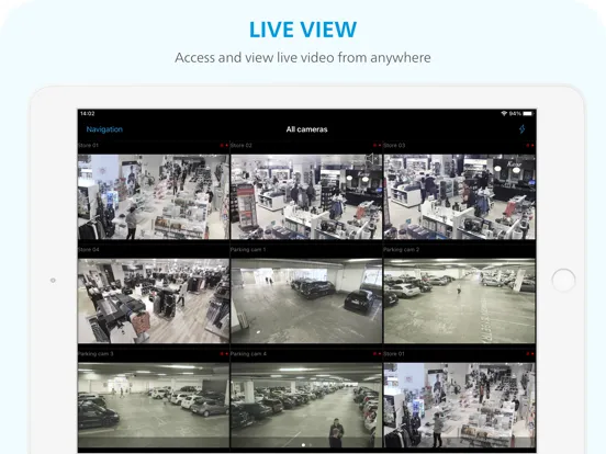 Capturas de tela do XProtect® Mobile iPad 