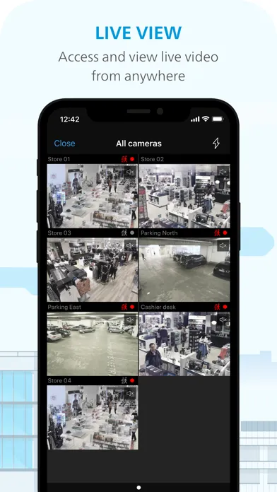 Capturas de tela do XProtect® Mobile