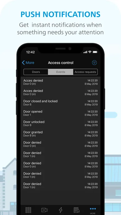 Capturas de tela do XProtect® Mobile