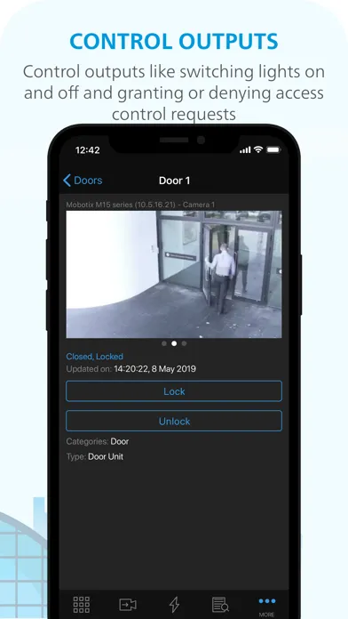 Capturas de tela do XProtect® Mobile