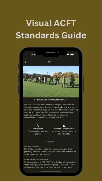 Capturas de tela do ACFT App
