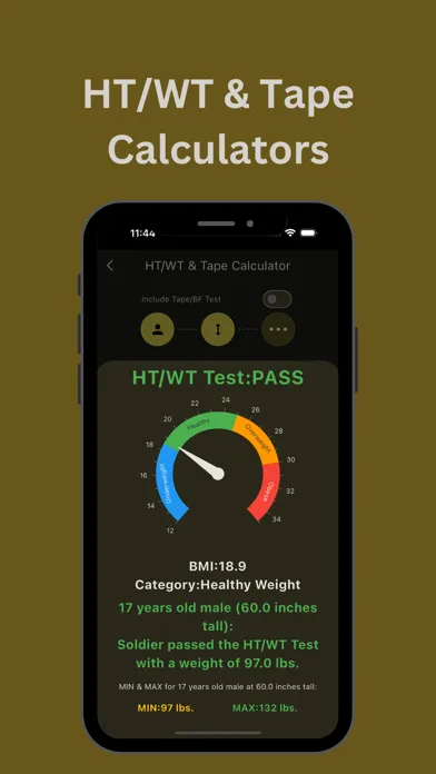 Capturas de tela do ACFT App