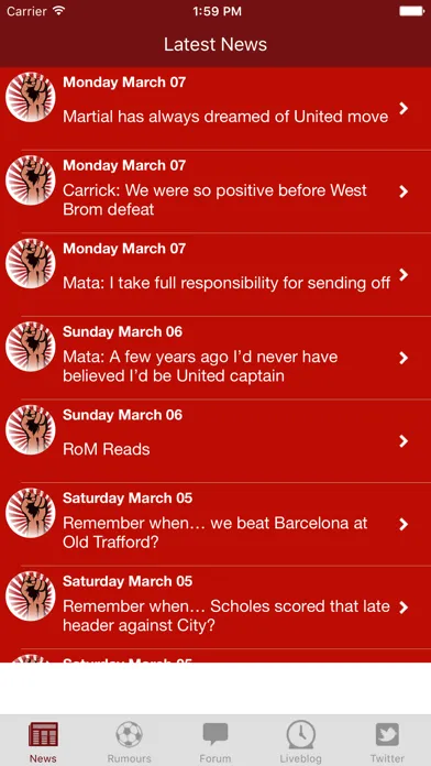 Tangkapan layar Republik of Mancunia - Manchester United news