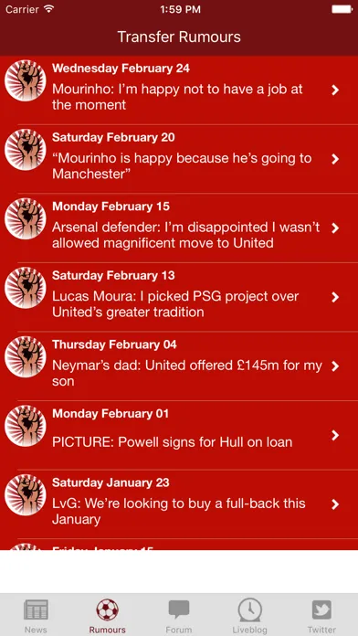 Tangkapan layar Republik of Mancunia - Manchester United news