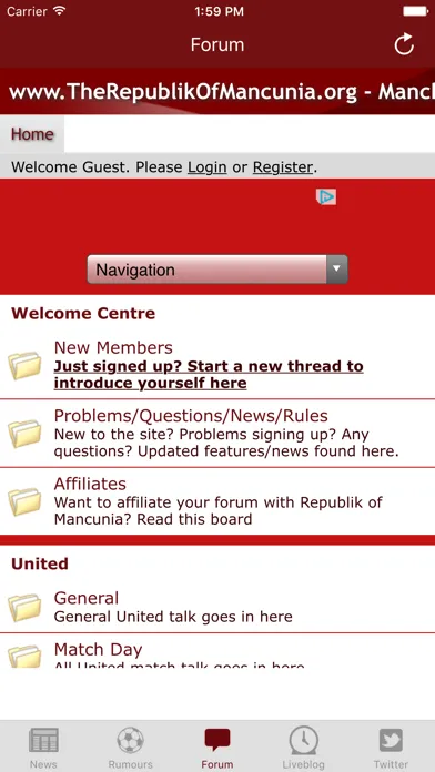 Tangkapan layar Republik of Mancunia - Manchester United news