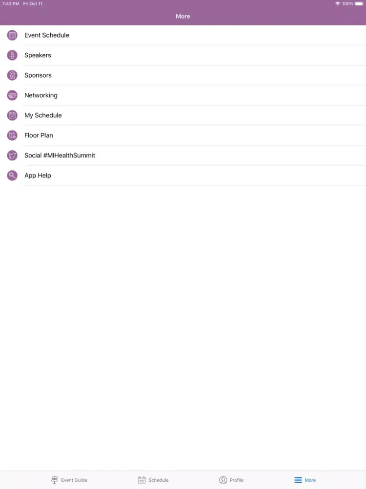 Screenshot di Milken Institute Events iPad 
