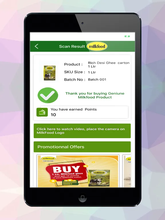 ภาพหน้าจอของ MilkFood iPad 